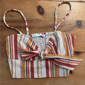 Colorful Striped Crop Top with Bow
